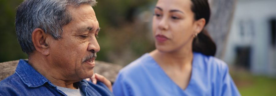 - va home care pennsylvania - woman nurse senior patient park bench elderly care support outdoor trust female person medical caregiver doctor with mature man retirement relax fresh air nature outside - home care concepts - home care